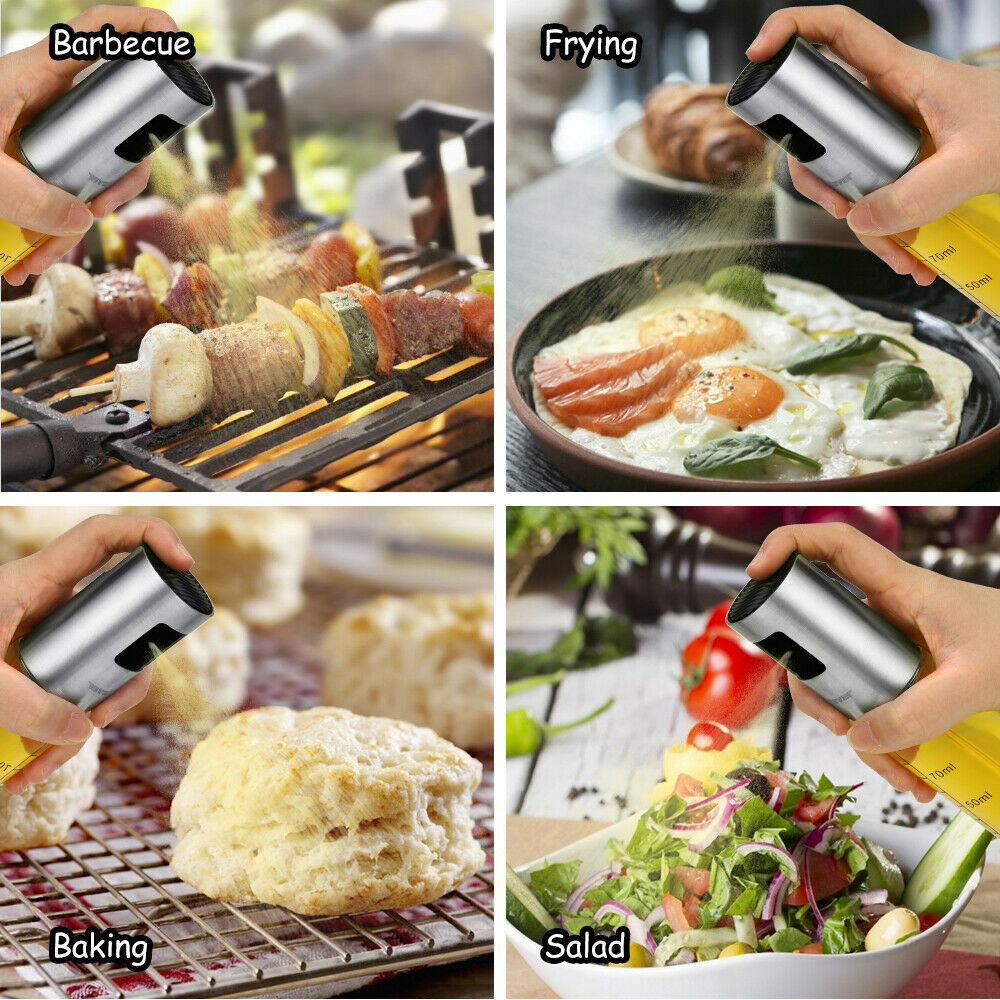 Stainless Oil Sprayer Cooking Mister Spray Fine Bottle Kitchen Tool (2PCS) UK - Vortex Trends