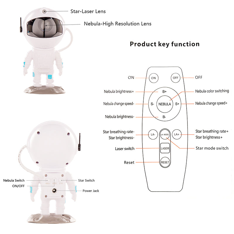 New Galaxy Projector Astronaut Starry Sky Projector Remote Control Music Laser - Vortex Trends