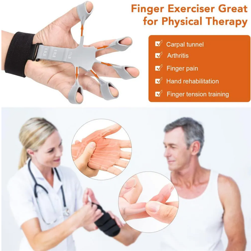 Silicone Grip Device Finger Exercise Stretcher Finger Gripper Strength Trainer Strengthen Rehabilitation Training - Vortex Trends