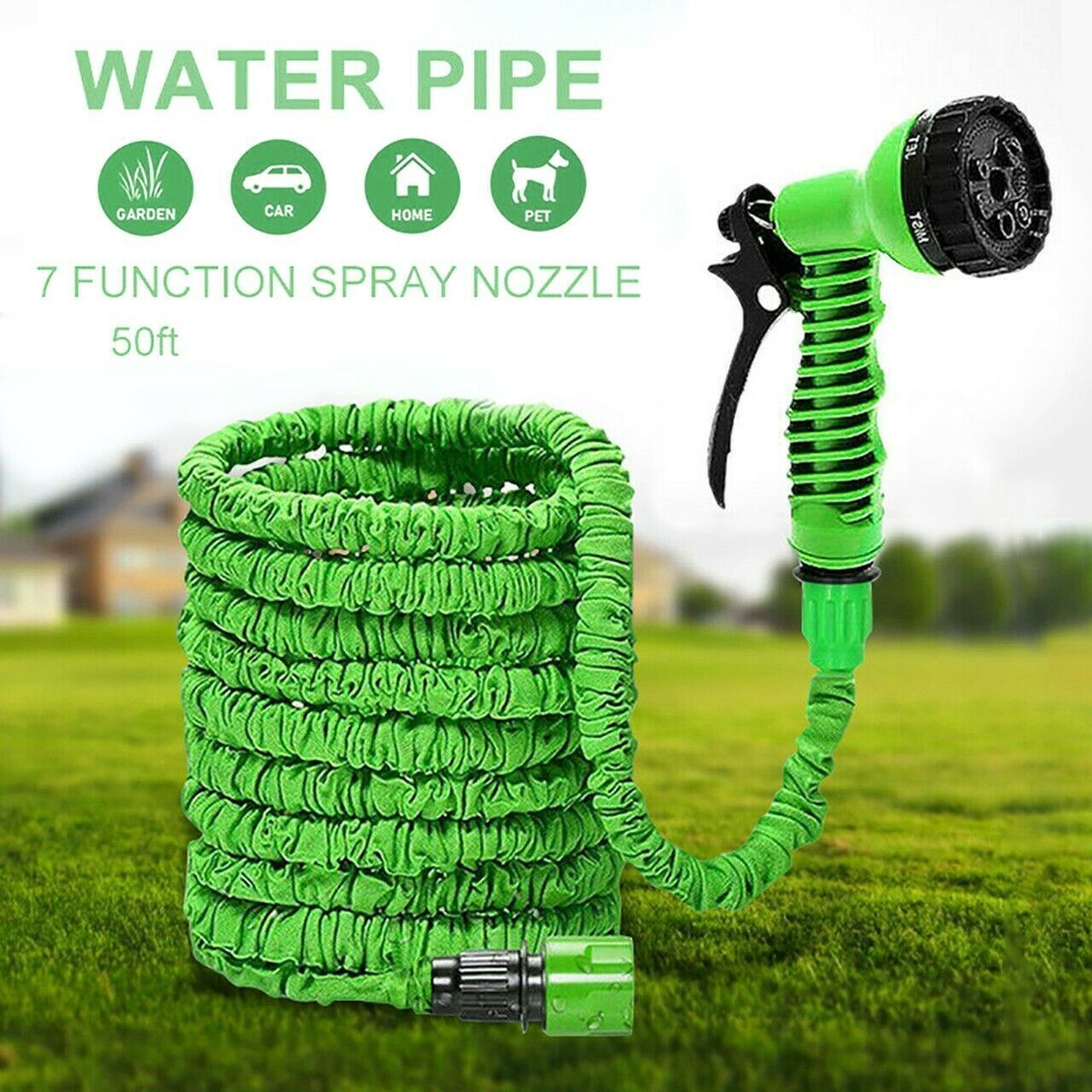 ❤️7Function Spray Nozzle 100FT Water Hose Gun Multi Pattern Garden Adjustable Mist | Expanding Garden Water Hose Pipe - Vortex Trends