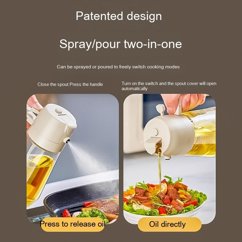 Oil Sprayer Dispenser For Cooking BBQ 2 In 1 Glass Oil/Vinegar/Soy Sauce Spray Kitchen Oil Bottle - 470ML
