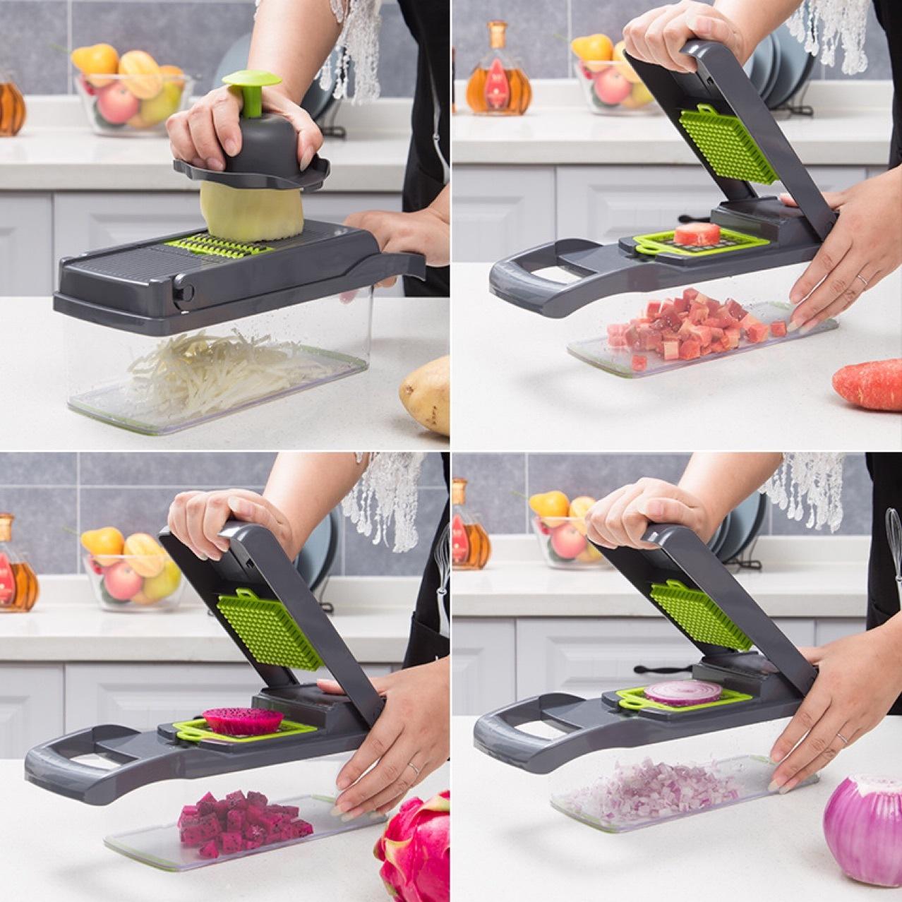 12 In 1 Manual Vegetable Chopper Kitchen Gadgets Food Chopper Onion Cutter Vegetable Slicer - Vortex Trends