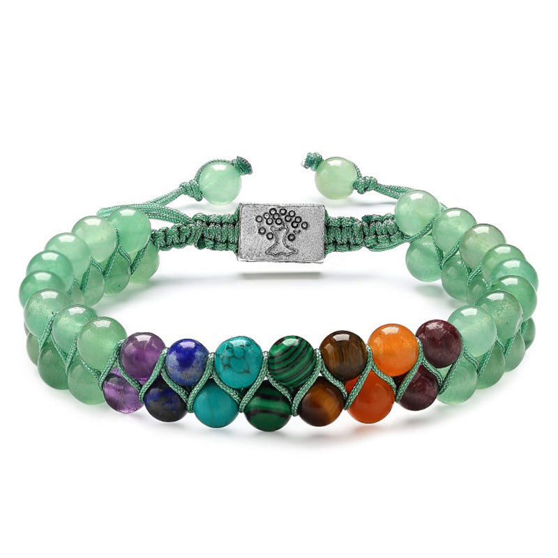 Fashion Jewelry 6mm 7 Chakra Stone Bead Yoga Meditation Bracelet Healing Crystal Double Layer Natural Gemstone Beaded Anxiety Bracelets For Women