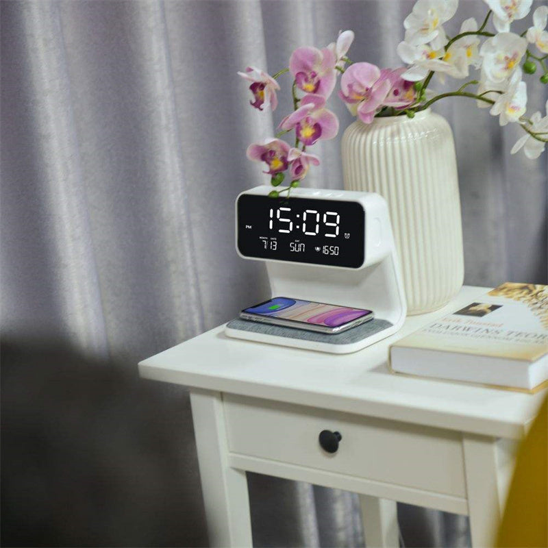 Creative 3 In 1 Bedside Lamp Wireless Charging LCD Screen Alarm Clock  Wireless Phone Charger For Iphone - Vortex Trends