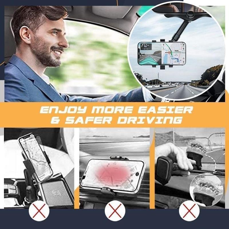 🚗 360 Rear View Mirror Phone Holder | Rotatable Car Phone Holder | Phone Holder For Car