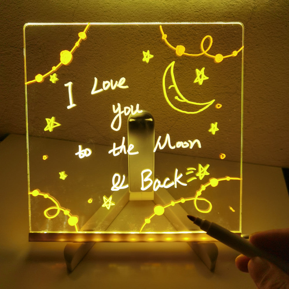 Acrylic DIY Note Board LED Night Light Creative Message Board Holiday Lamp With 7Pens USB LED Desk Lamp Note Daily Moment Painting Lamp - Vortex Trends
