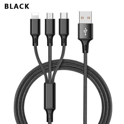 🔌3 In 1 USB Cable For IPhone | XS Max XR X 8 7 Charging Charger | Micro USB Cable For Android USB TypeC Mobile Phone Cables - Vortex Trends