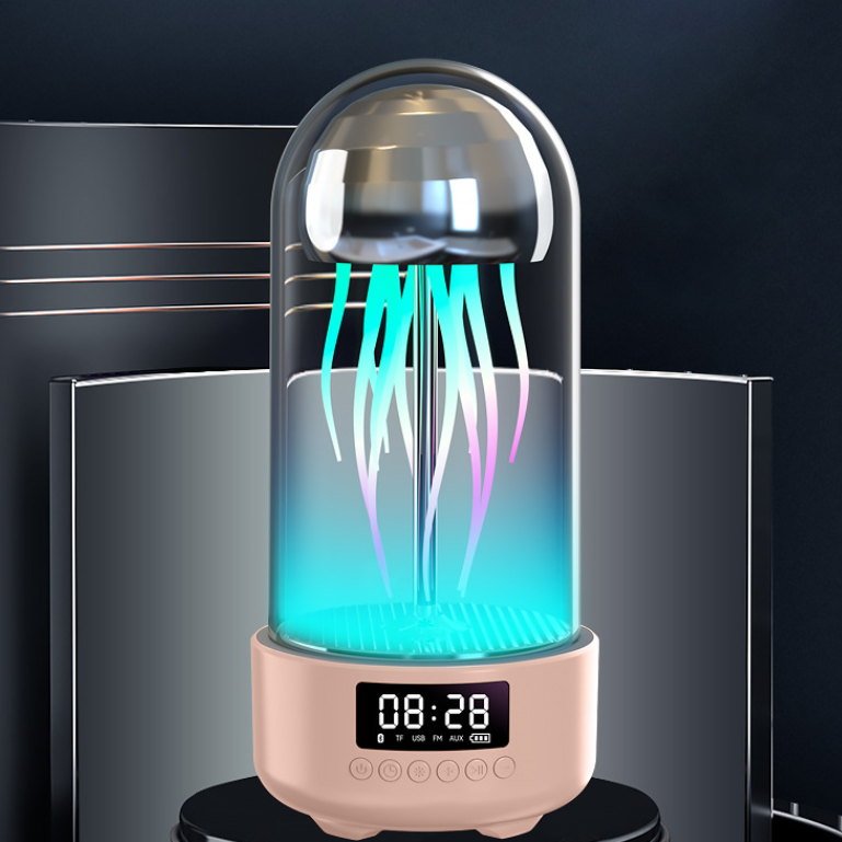 Creative 3in1 Colorful Jellyfish Lamp With Clock Luminous Portable Stereo Breathing Light Smart Decoration Bluetooth Speaker - Vortex Trends