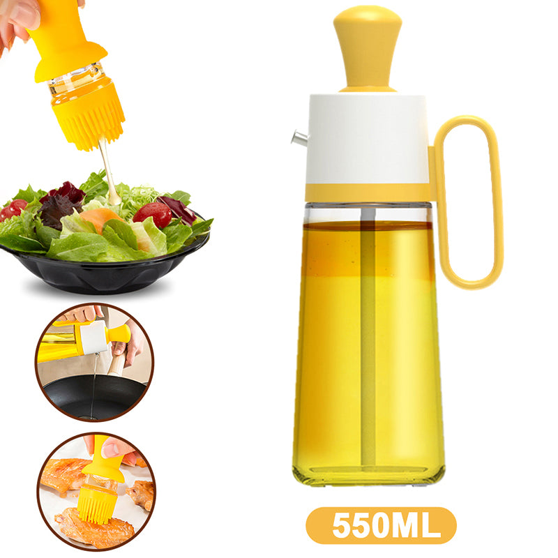 2 In 1 Oil Dispenser With Silicon Brush BBQ Oil Spray Glass Bottle Silicone For Barbecue Cooking Seasoning Bottle Kitchen Gadgets - Vortex Trends