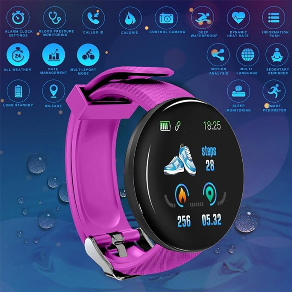 🚀D18 Bluetooth Smart Watch | Men Women Blood Pressure | Heart Rate Monitor Smart Watch | Pedometer Sport Tracker - Vortex Trends