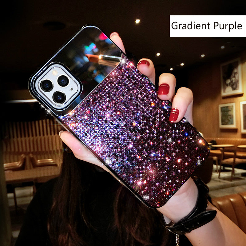 European And American Punk Gradient Rhinestone Makeup Mirror Phone Case - Vortex Trends