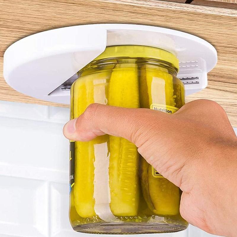 🛎️Creative Can Opener Under The Cabinet Self-adhesive | Jar Bottle Opener | Top Lid Remover | Wet Grip Jar Opener - Vortex Trends