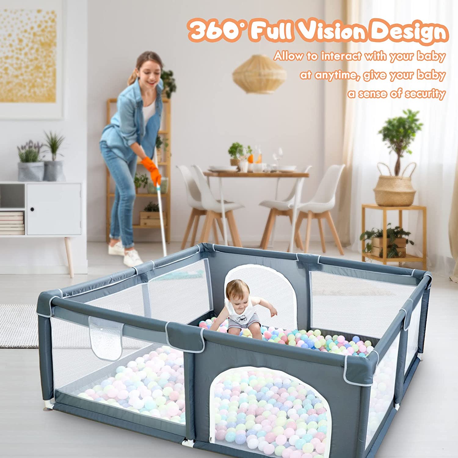 👶Extra Large Play Pen for Babies and Toddlers | Play Yard with Gate | Baby Fence with Breathable Mesh| Safety Indoor & Outdoor Activity Center - Vortex Trends